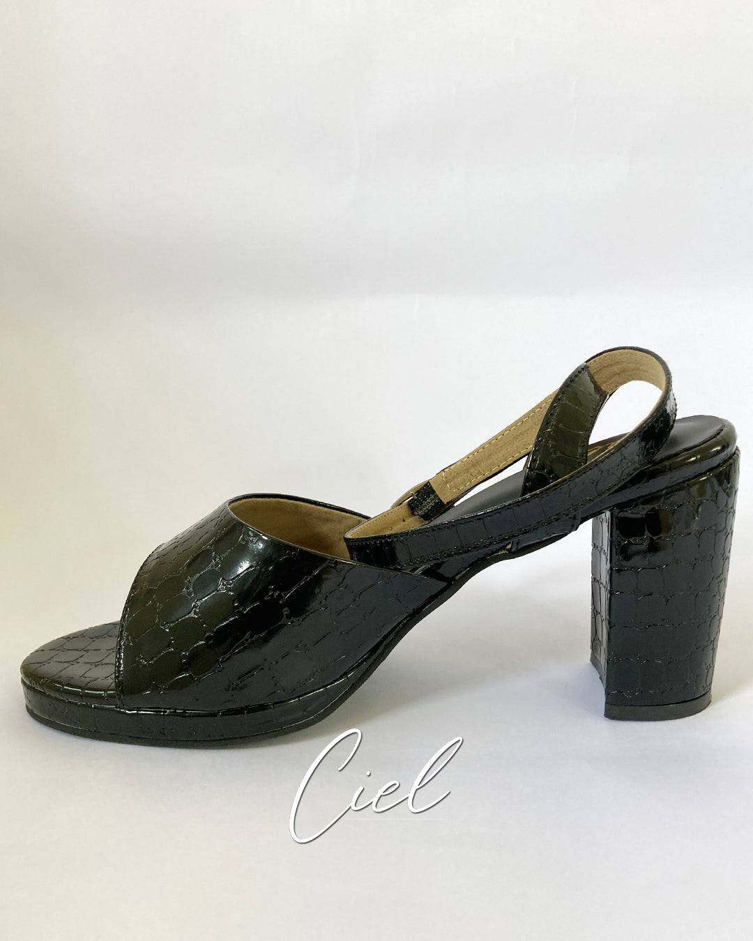 Camila Crocodile Block Heels